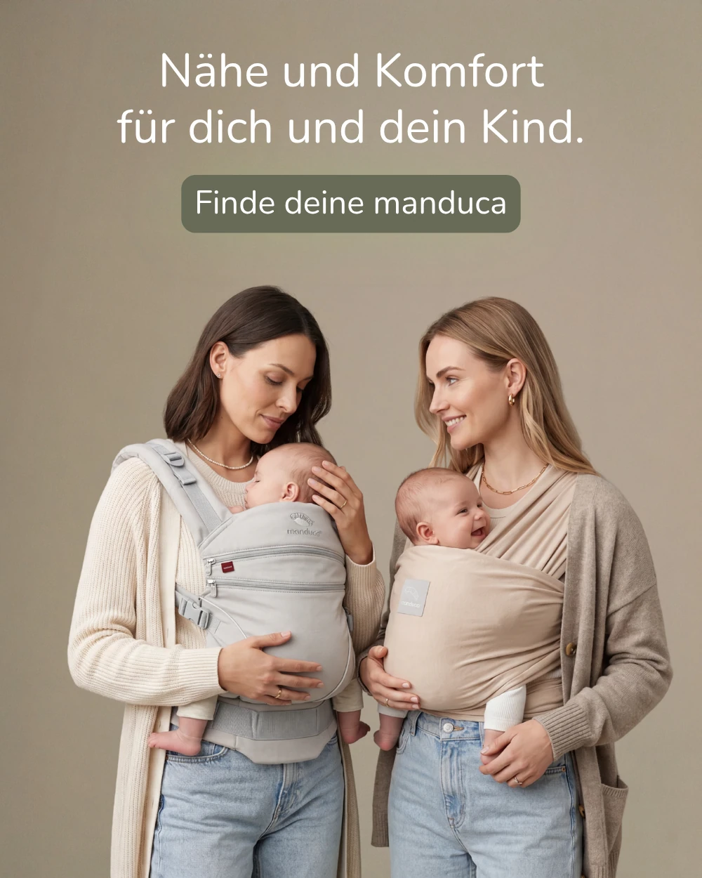 manduca Banner zwei mütter mit Babys in Babytragen