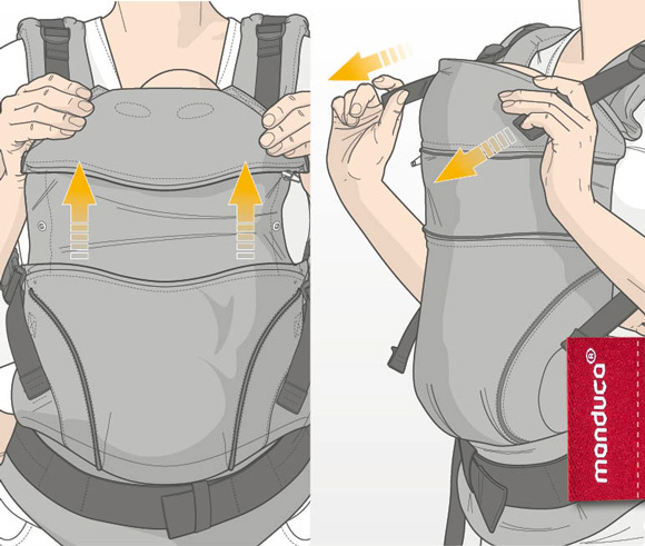 manduca Rückenverlängerung – Reißverschluss geschlossen für mehr Bewegungsfreiheit
