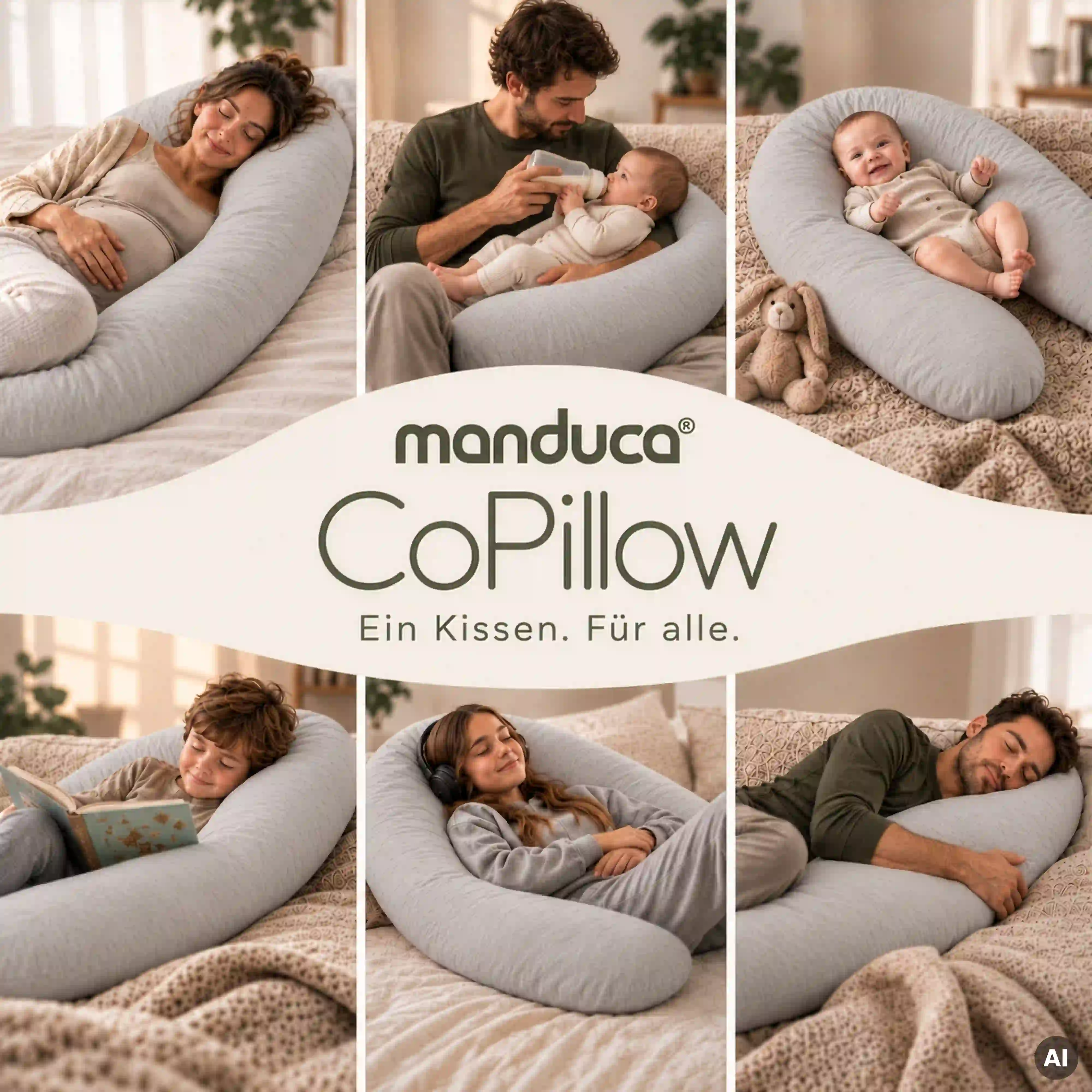manduca CoPillow Cozy Grey beim Stillen, Kuscheln und Entspannen