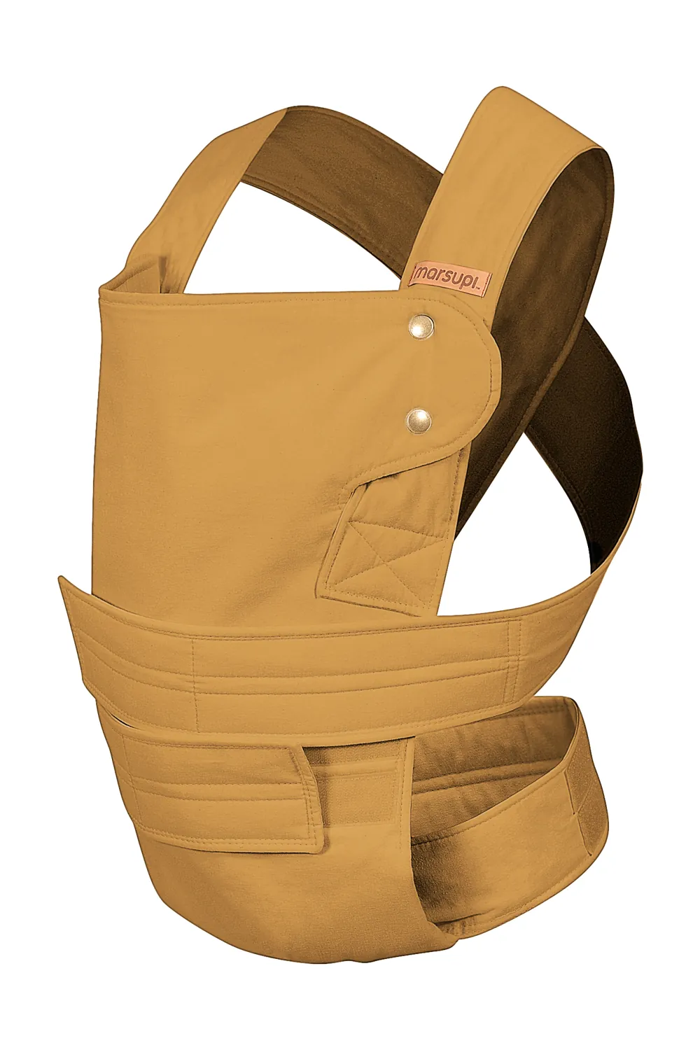 Marsupi Classic 2 Babytrage Butterscotch in Senfgelb, Produktfoto in Seitenansicht auf weißem Hintergrund