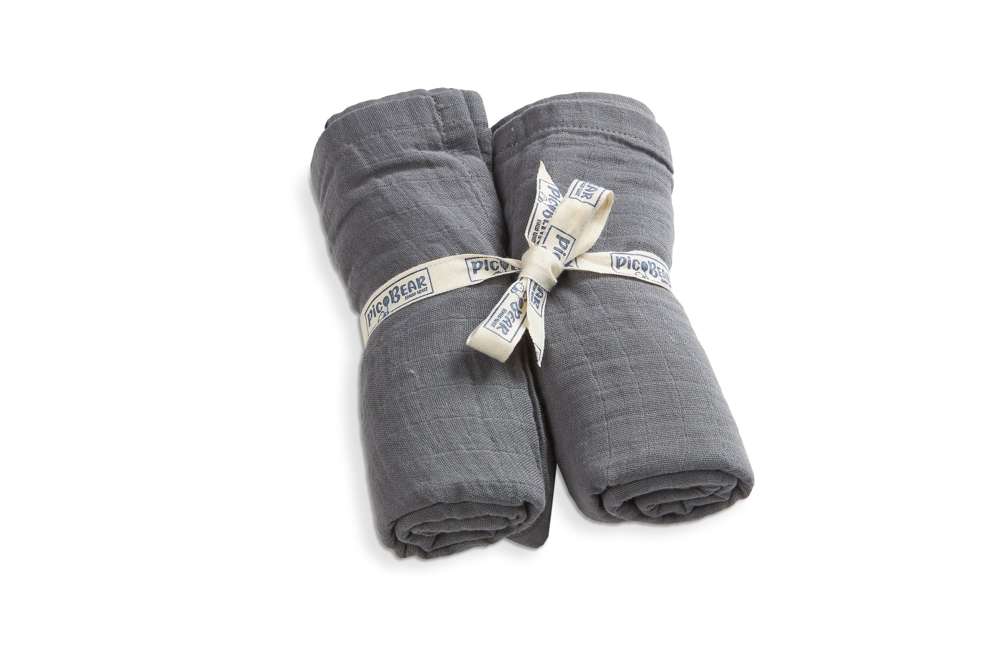 pic Bear Musselin Moltontuecher 2er Pack, granit Musselin