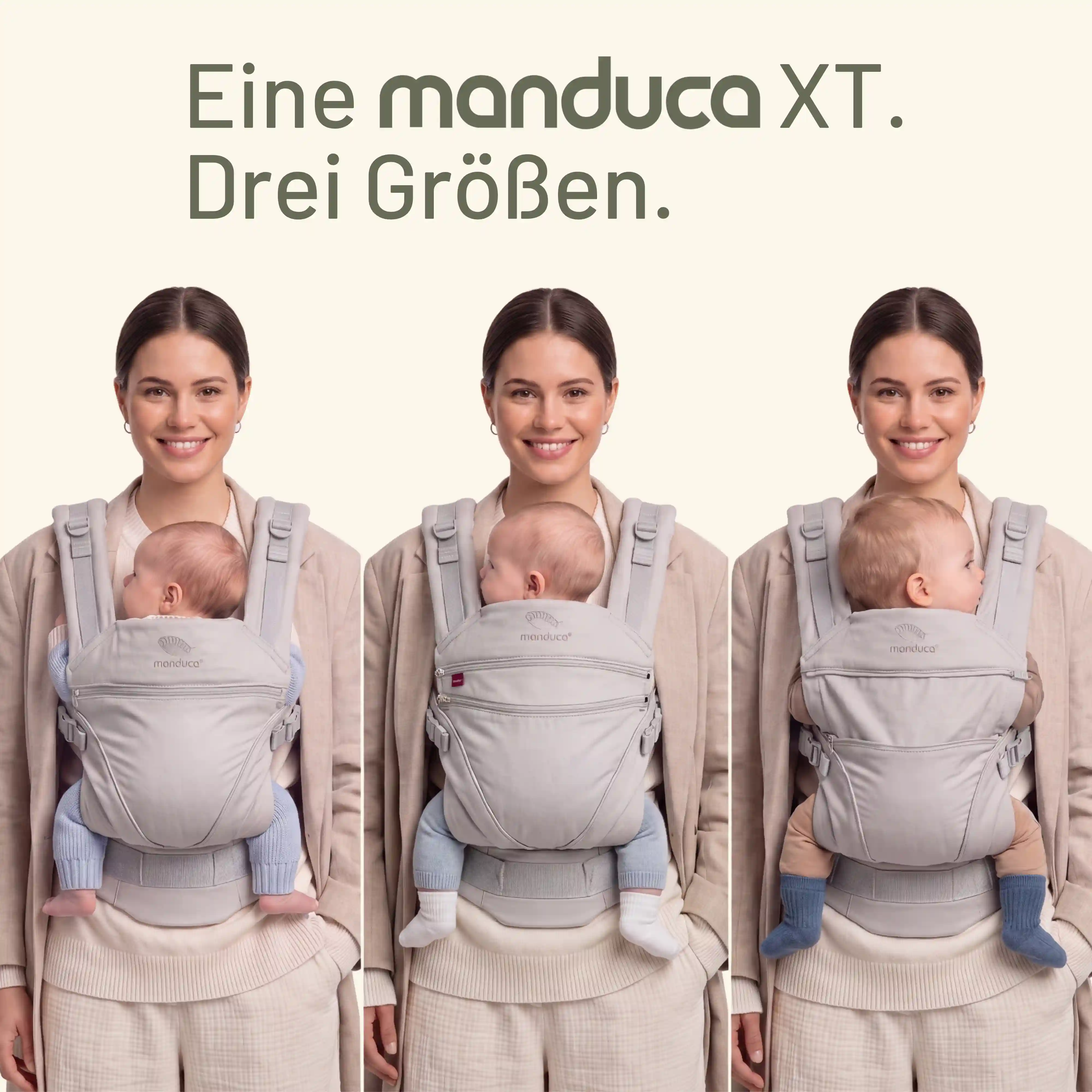 manduca XT in drei Größenstufen für Neugeborene, Babys und Kleinkinder